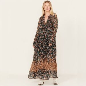 Free People Floral Long Sleeve Maxi Dress Size Large